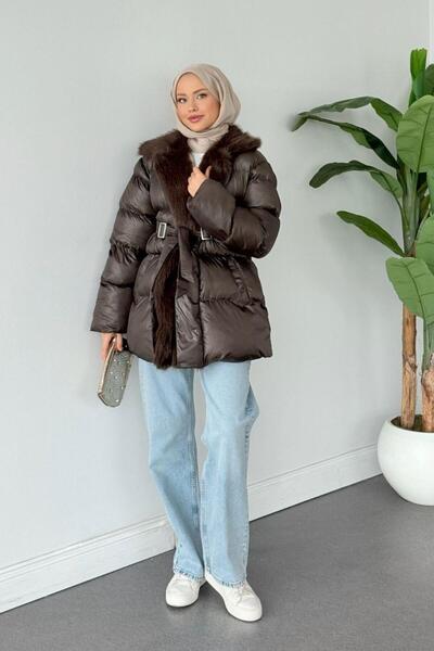 Şulemoda Giyim Troy Fur Inflatable Coat Brown
