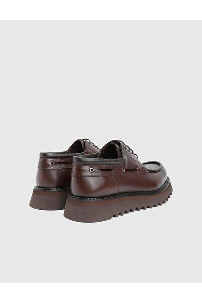 İLVİ Derik Hakiki Açma Geyik Deri Kahverengi Erkek Oxford Ayakkabı