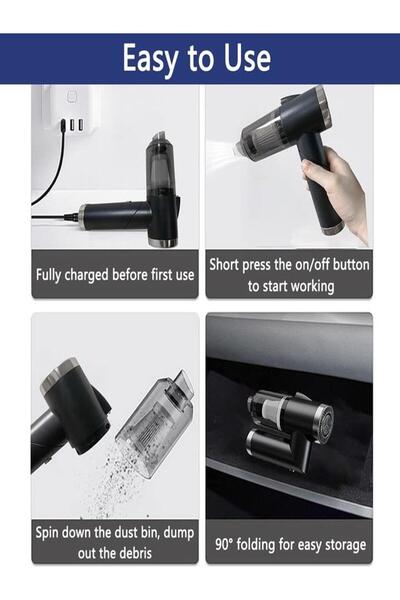 Fabinni Deluxe Aspirator auto/casa Premium Portabil Multifuncțional 3 în 1 (aspirare, suflare, compresie) 9000Pa