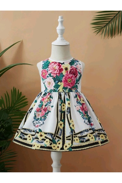 OEM Girls' dress with flowers, 18-24 months, 92 cm