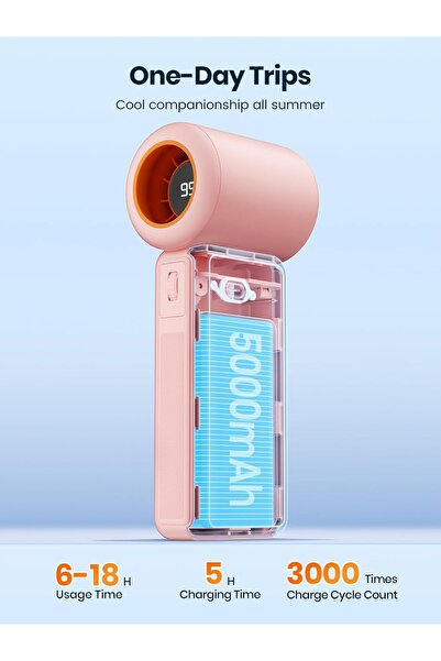 Generic Warmco 5000mAh Portable Handheld Fan, Speed(1-100) Adjustable Powerful Mini Turbo Fan