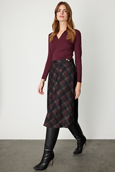Ekol Plaid Midi Skirt