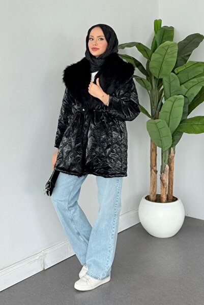 Şulemoda Giyim Pay Fur Inflatable Coat Black