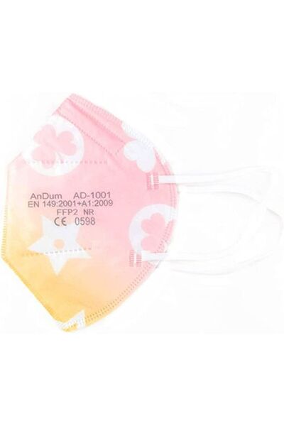 THK Măști FFP2 roz piersică galben ambalate individual, model AD-1001, 5 straturi, set de 50 de bucăți