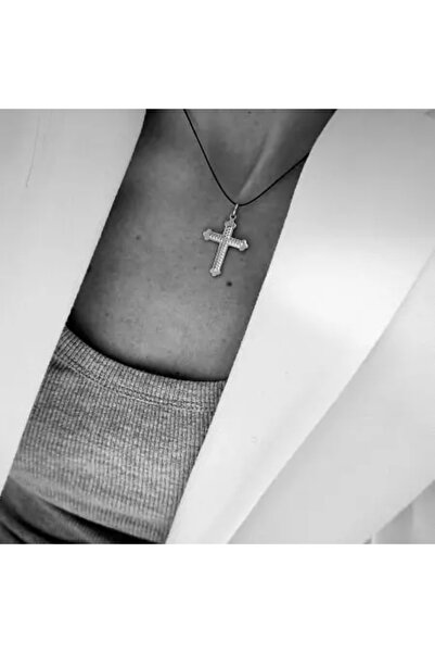 iNGRiKO Lantisor snur reglabil cu pandantiv cruce din argint 925 rodiat