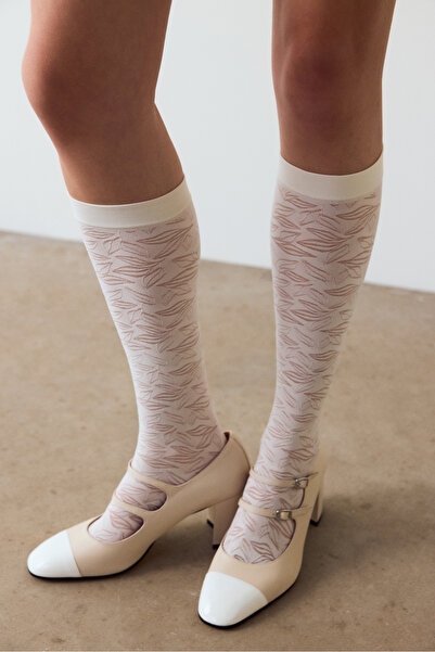 Penti White Chic Floral Trouser Socks