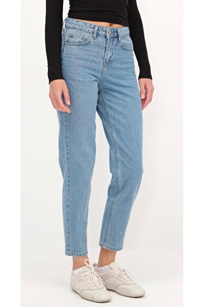 Pubi جينز نسائي بخصر مرتفع ومرن بتصميم بوي فريند