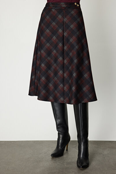 Ekol Plaid Midi Skirt