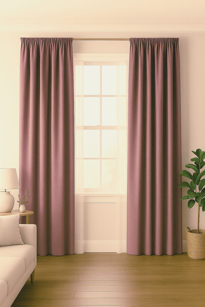 TÜLHOME Twit Keten Fon Perde Gül Kurusu V.106 PİLESİZ TEK KANAT ( Büzgü Ekstr...