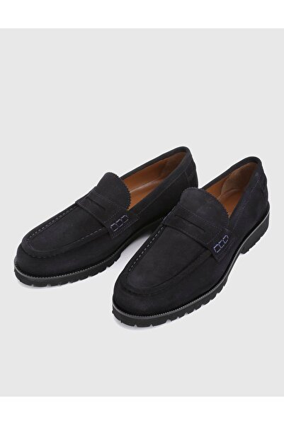 İLVİ Erjon Hakiki Süet Deri Lacivert Erkek Loafer Ayakkabı