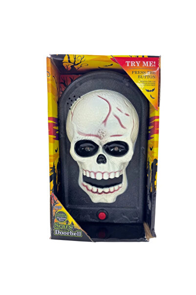 doneel جرس باب على شكل هيكل عظمي مخيف لعيد الهالوين مع صوت جرس رعب - أبيض