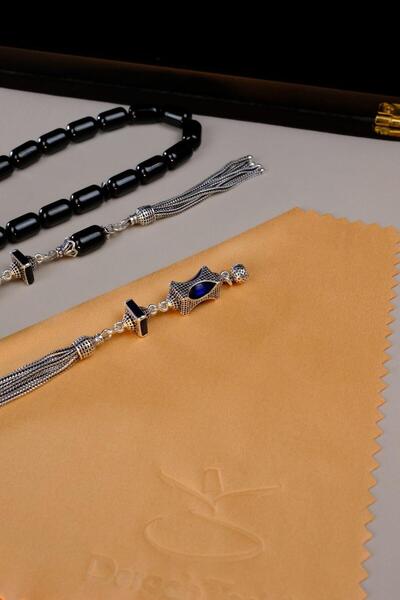dergah tesbih Special Blue Enamel Silver Tassel