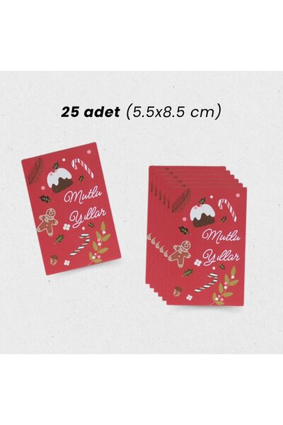 roco paper Yılbaşı Mutlu Yıllar Yazılı Hediye Kart Seti, Yeniyıl Paketleme Ka...