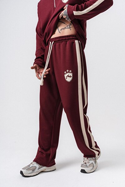 Respire Men's Stripe Detailed Modal Baggy Sweatpants Cherry