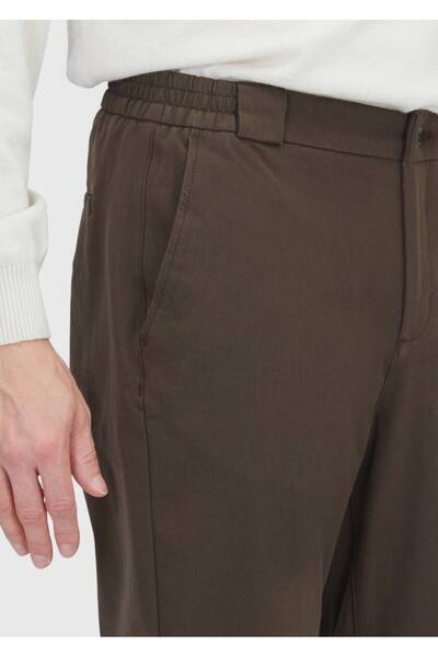 Ramsey Khaki Straight Woven Jogging Fit Casual Cotton Blended Pants