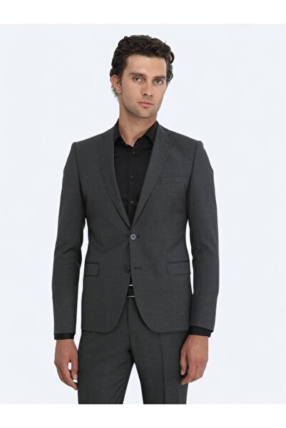 Kip Anthracite Straight Modern Fit Wool Blended Suit