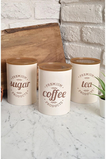 Queen’s Kitchen Porselen Büyük Vakum Kapaklı 3'lü Saklama Takımı