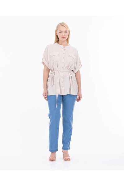 Galaxia New Seçi̇l Women's Large Size Full Length Denim Pants 14232207501019