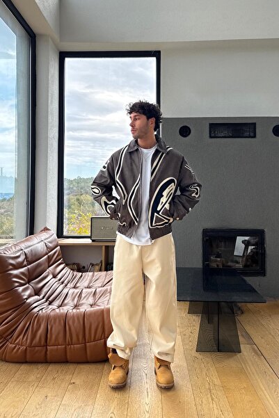 Flaw Wear Релакс фит кожено яке с бродерия