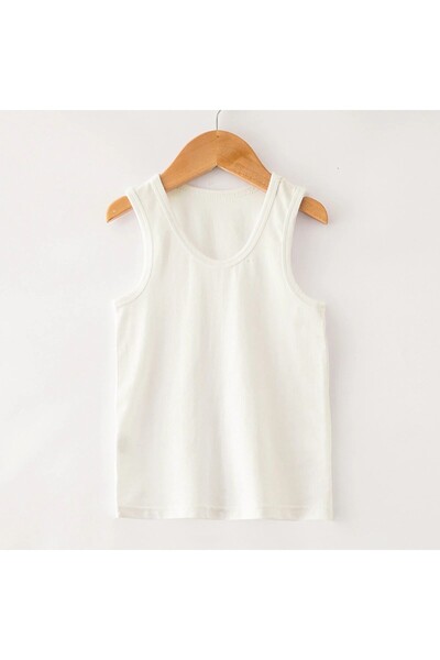 GUNERI UNDERWEAR Boy's White Thick Strap Single Jersey Undershirt 100% Cotton...