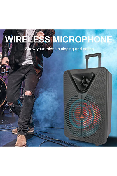 singe Party Speaker With Wireless Mic Powerful Sound Built-in DJ Lights LED Display Multimedia Portable