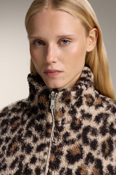 Oysho Faux-shearling animal print jacket