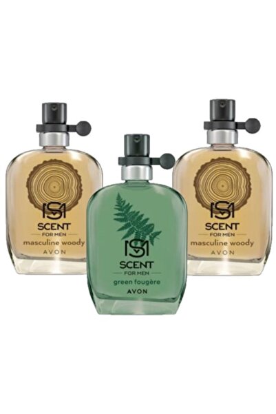 AVON Set of 3 EDT Scent for men, - 2 x Scent Masculine Woody 30 ml and Scent Green Fougère 30 ml