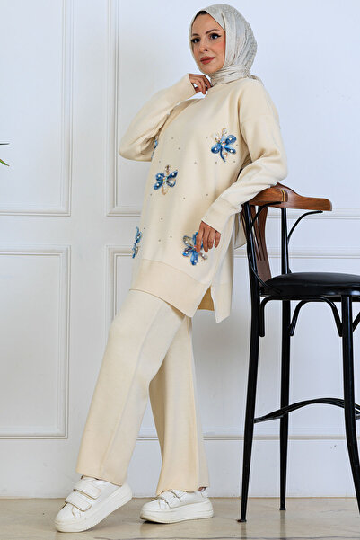 benguen Σετ Πλεκτά Λουλούδια S1006 Χρώμα Πέτρας