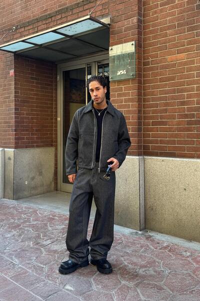 Flaw Wear Ριγέ μαύρο μπουφάν