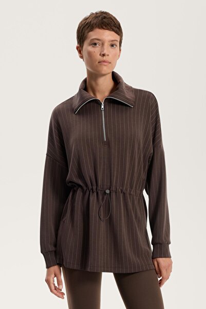 Oysho Long striped sweatshirt with adjustable waist and soft-touch modal