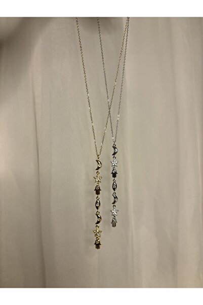 Xui Manifest Y Kolye Trend Model Vip Taş Detaylı Sallantılı Charmlı Y Kolye/ Gümüş Renk