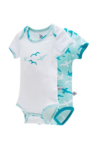 Ecocotton Turna 2'li Erkek Bebek Zıbın Kısa Kollu %100 Organik Pamuk Penye Ba...