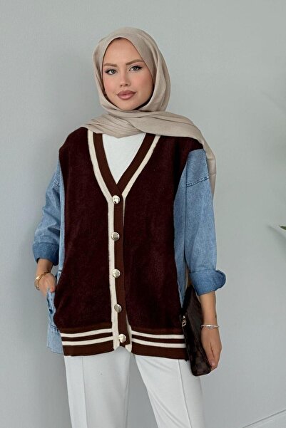 Şulemoda Giyim Kedi Sakal Kolej Kot Ceket Kahverengi