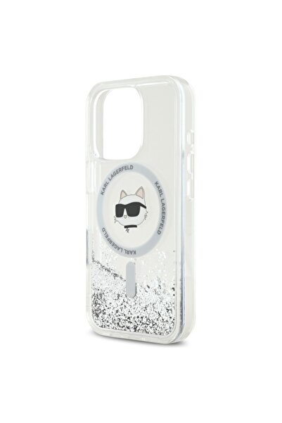 Karl Lagerfeld Case for IPhone 16 Pro, Liquid Glitter MagSafe Case - Transparent