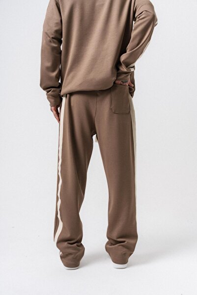Respire Men's Stripe Detailed Modal Baggy Sweatpants Mink