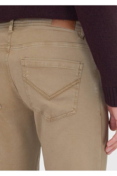 Ramsey Mink Plain Knitted Slim Fit Casual Cotton Blend Trousers