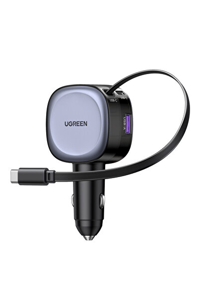 Ugreen 75W 2 Portlu USB-C Kablolu Araç İçi Şarj Cihazı Çakmaklık Adaptörü, 55653