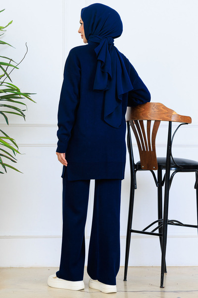 benguen Floral Knitwear Set S1006 Navy Blue