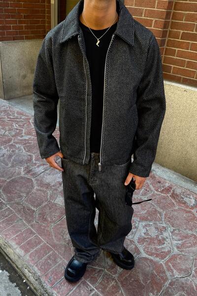 Flaw Wear Ριγέ μαύρο μπουφάν