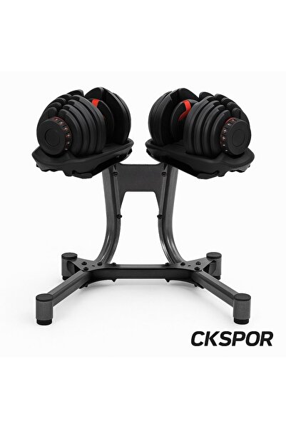 CKSpor Ayarlanabilir Dambıl Ve Stand Seti 2 x 40 Kg Ayarlanabilir Mekanizmalı Dambıl + Dambıl Standı