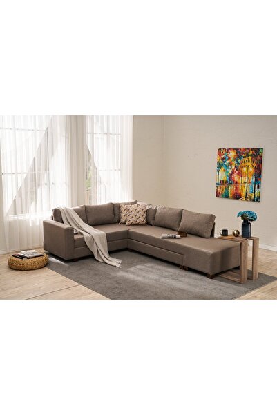 Rabi Aly Serisi Yataklı Sandıklı Köşe Koltuk Kahve Arzilla Sağ