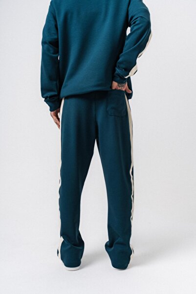 Respire Men's Stripe Detailed Modal Baggy Sweatpants Emerald