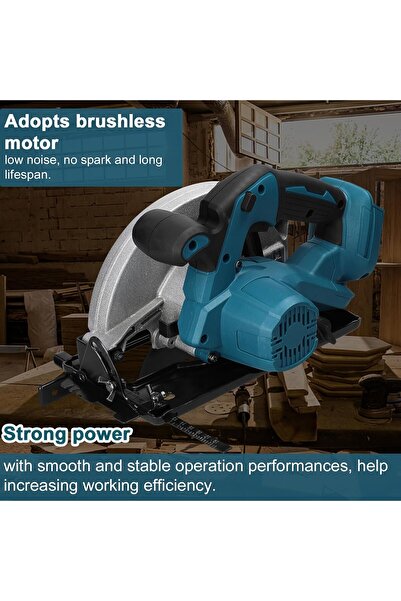GearZone Cordless Circular Saw 7-1/4" with 2pcs 21v Battery, 4500RPM 0-45° Bevel Cutting for Wood-Blue