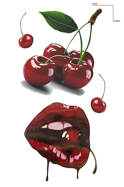 TAKIŞTIR Geçici Kiraz Ve Dudak Figürlü Mini Dövme Tattoo