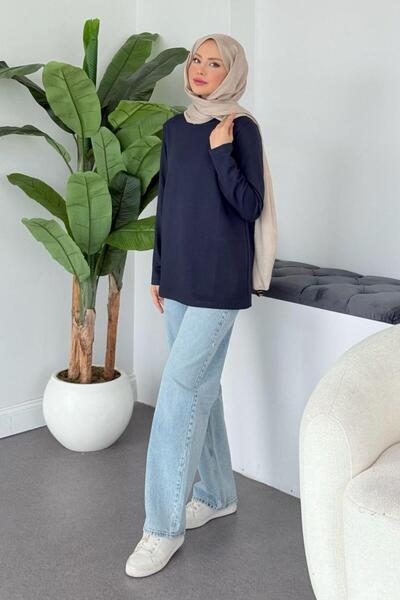 Şulemoda Giyim Βαμβακερό μακρυμάνικο εσώρουχο σε μπλε ναυτικό