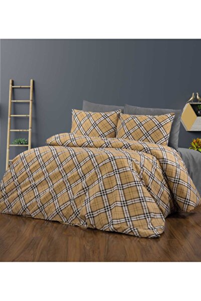 Gasel Home طقم غطاء لحاف مرن من القطن بنمط مربعات (نمط مربعات)