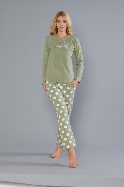 DOWRY Women's 100% Cotton Long Sleeve Pajamas Set 09-271
