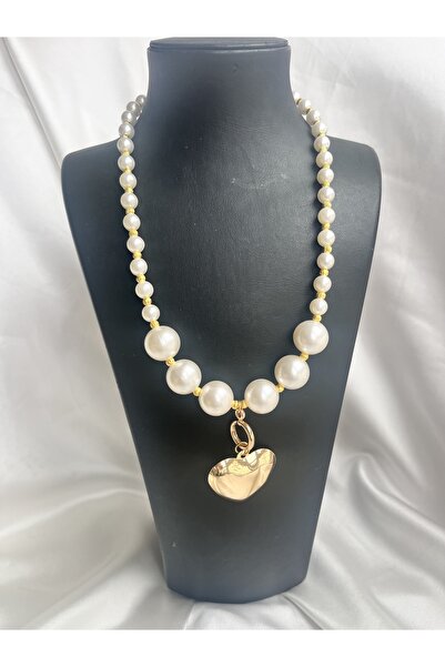 COCOSH TAKI Multi-Design Necklace with Pearl Beads, Gold and Heart Charms