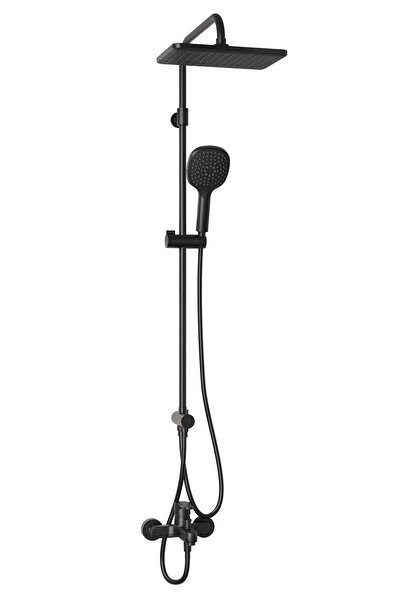 Adell Mode S Rain Duş Sistemi + Lento Banyo Bataryası 2 Parça Set – Mat Siyah