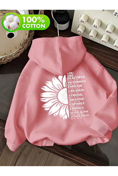 DİVİN -Women's Floral Print Sweatshirt, 3-Thread Quality Fabric, Oversized Cut